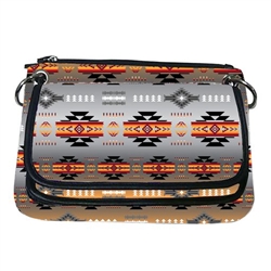 FLEECE CROSSBODY PURSE, W/FLAP--ORANGE FOG