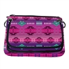 FLEECE CROSSBODY PURSE, W/FLAP--PINK BERRY