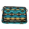 FLEECE CROSSBODY PURSE, W/FLAP--TEAL POWER