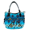 FLEECE SHOULDER BAG, (2 ZIP)--DIAMOND AZURE