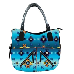 FLEECE SHOULDER BAG, (2 ZIP)--DIAMOND AZURE