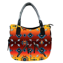 FLEECE SHOULDER BAG, (2 ZIP)--DIAMOND GLOW