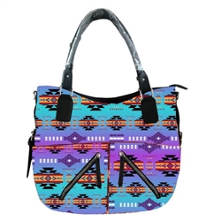 FLEECE SHOULDER BAG, (2 ZIP)--PURPLE MINT