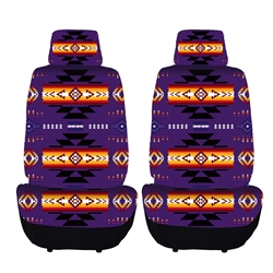 PRINTED AUTO FRONT SEAT COVER SET - PURPLE