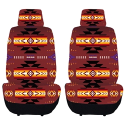 PRINTED AUTO FRONT SEAT COVER SET - BURGUNDY