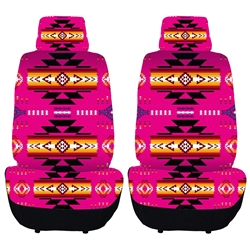 PRINTED AUTO FRONT SEAT COVER SET - HOT PINK