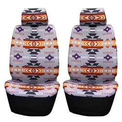 PRINTED AUTO FRONT SEAT COVER SET - GREY