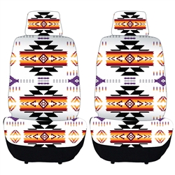 PRINTED AUTO FRONT SEAT COVER SET - WHITE