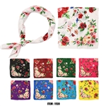 SCARF, SILK FEEL FLORAL PRINTED 45"x45"