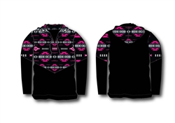 T-SHIRT LONG SLEEVE, HOODED-BLACK/PINK NEON