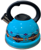 TEA KETTLE,3L,  S/S, SOUTHWEST DESIGN--BLUE