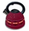 TEA KETTLE,3L,  S/S, SOUTHWEST DESIGN--BURGUNDY