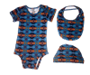 BABY ONESIE SET, 3PC--0-6 MONTH-BLUE