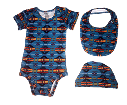 BABY ONESIE SET, 3PC--0-6 MONTH-BLUE