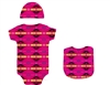 BABY ONESIE SET, 3PC--0-6 MONTH-PINK