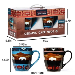 CERAMIC MUGS--RUSTIC BISON GIFT SET