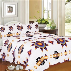 3PC KING SIZE QUILT SET, STARBURST DESIGN