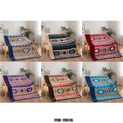 SEDONA SKY, SHERPA LINED THROW BLANKET(50X60)