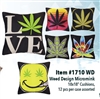 Assorted Weed Designs, Micromink Cushions 18x18"