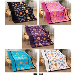 NU TRENDZ, THROW BLANKET, SHERPA LINED, FLORAL
