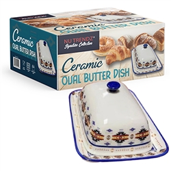 CERAMIC BUTTER DISH, OVAL SHAPE, 7.25" SIZE