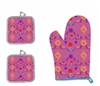 OVEN MITT SET FLORAL PRINT--1 MITT + 2 HOLDERS