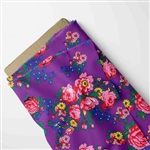 COTTON FABRIC BOLT, FLORAL DESIGN PURPLE--15YDS/BOLT