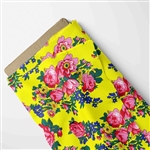 COTTON FABRIC BOLT, FLORAL DESIGN YELLOW--15YDS/BOLT
