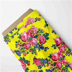 COTTON FABRIC BOLT, FLORAL DESIGN YELLOW--15YDS/BOLT