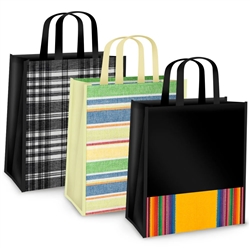 SHOPPING BAG REUSABLE--STRIPED PATTERNS ASST