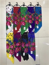 SCARF, SILK FEEL FLORAL PRINTED 30"x30"