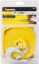 TOW STRAP W/ HOOKS, 15'