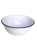 MELAMINE BOWL 9.5" WHITE, BLUE RIM.