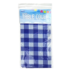 TABLE COVER BLUE CHECKER 54X108, CARDED
