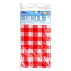 TABLE COVER RED CHECKER 54X108, CARDED