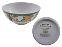 MELAMINE BOWL 8" FRUIT  APPLES W/ GREEN TRIM