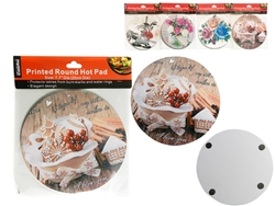 DE-13549-HOT PAD RD W/PRINT 7.75" D 280GM
