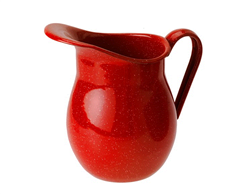 RED ENAMEL WATER PITCHER 2QT