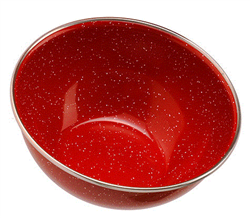 RED ENAMEL 6" CEREAL BOWL, SILVER RIM