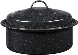 ROUND COVERED ROASTER, 3LB BLACK SPECKLED