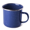 ENAMEL MUG, BLUE 12OZ W/SILVER-RIM (24/cs)