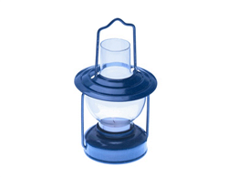 CANDLE LANTERN, BLUE ENAMEL