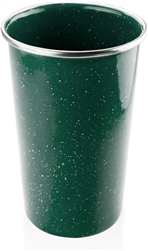 GREEN ENAM PINT GLASS, 17OZ