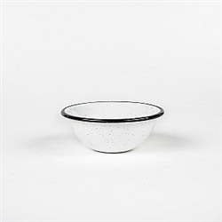 CEREAL BOWL, 6"  WHITE ENAMEL (NO SILVER RIM)