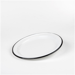 WHITE ENAMEL DINNER PLATE 10"