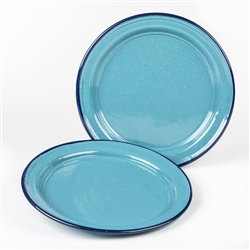 TURQUOISE ENAMEL DINNER PLATE 10"