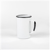 TALL MUG ENAMEL, 20oz--WHITE W/ BLACK RIM