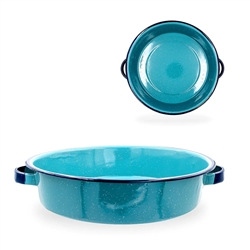 TURQ ENAMEL DISHPAN, ROUND 5L