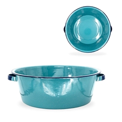 TURQ ENAMEL DISHPAN, ROUND 15L