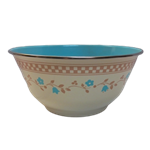 ENAMEL BOWL 6" TURQUOISE DESIGN W/SILVER RIM